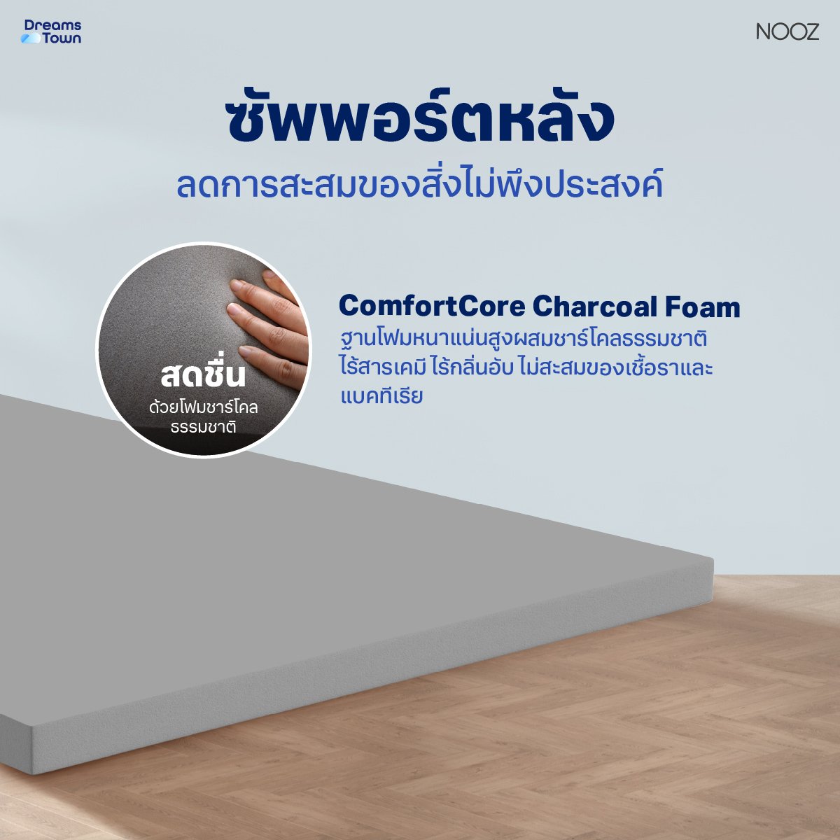 ที่นอนเมมโมรี่โฟม 5 ฟุต NOOZ EVENING LITE EVO หนา 4 นิ้ว_4